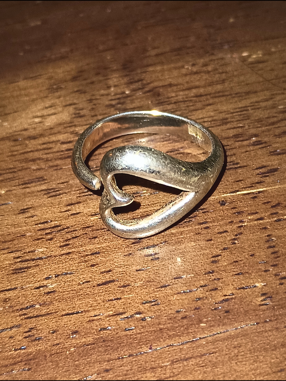 Women's Sterling Silver Heart Open Band Ring Size 7